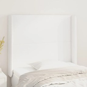 Κεφαλάρι με Πτερύγια Λευκό 93x16x118/128 εκ. Συνθ. Δέρμα 3119379