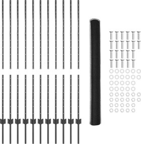 vidaXL Εξωτερική εξάγωνη περίφραξη με στήλη 25 x 1,4 μ Γκρι Δίχτυ