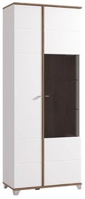 Βιτρίνα Burgundy 2K VS1 200 Λευκό - Flagstaff Oak -Λευκό Γυαλιστερό 78,5x40x197 εκ. 78.5x40x197 εκ.