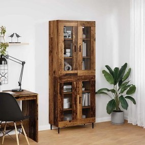 vidaXL Highboard 2 τμχ. Παλιό ξύλο 69,5 x 34 x 180 εκ.