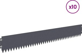 vidaXL Περίγραμμα γκαζόν 10 τμχ. 103 x 15 εκ Ατσάλι Ανθρακί