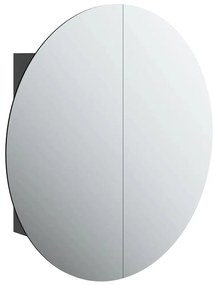 vidaXL Ντουλάπι Μπάνιου με Στρογγυλό Καθρέφτη&amp;LED Μαύρο 54x54x17,5 εκ.