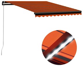 vidaXL Τέντα Συρόμενη Χειροκίνητη με LED Πορτοκαλί/Καφέ 300 x 250 εκ.