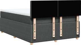 vidaXL Κρεβάτι Boxspring με Στρώμα Σκούρο Γκρι 140x200 εκ Υφασμάτινο