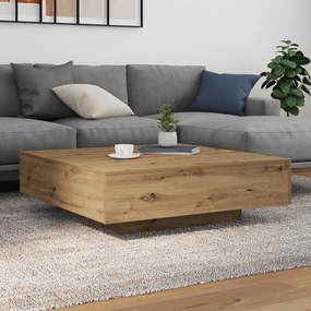 vidaXL Τραπέζι καφέ  με LED φώτα από καρυδιά 100x100x31 εκ.