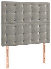 vidaXL Κεφαλάρι Κρεβατιού LED Ανοιχτό Γκρι 90x5x118/128 εκ. Βελούδινο