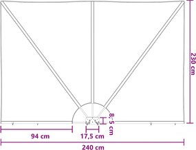 vidaXL Αδιάφανο σκίαστρο μπαλκονιού 240 x 160 εκ Πολυεστέρας