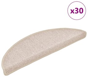 Πατάκια Σκαλιών 30 τεμ. Μπεζ-Μπεζ Ημίκυκλα 56x17x3 εκ.