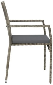 vidaXL Σετ Τραπεζαρίας Κήπου 9 τεμ. Γκρι Συνθ. Ρατάν με Μαξιλάρια