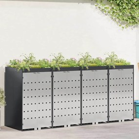 vidaXL Αποθήκη τροχήλατου κάδου για 3 κάδους Ατσάλι Ανθρακί