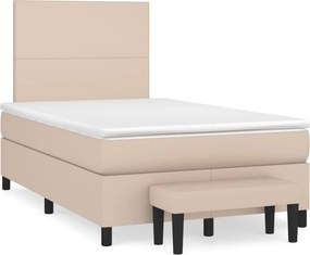 vidaXL Κρεβάτι Boxspring με Στρώμα Καπουτσίνο 120x200εκ.από Συνθ.Δέρμα