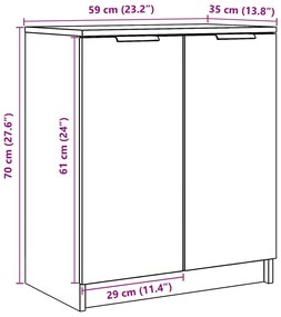 Παπουτσοθήκη Αρτισιανή Δρυς 59x35x70 εκ. Επεξ. Ξύλο - Καφέ