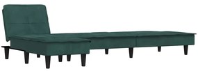 vidaXL Καναπές Κρεβάτι Γωνιακός Σκ. Πράσινο 255x140x70 εκ. Βελούδινος