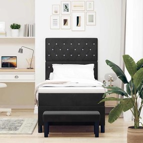vidaXL Κρεβάτι με ελατήρια με στρώμα Μαύρο 90 x 200 cm Βελούδο