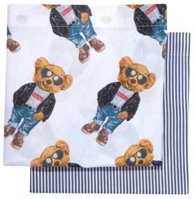 Σετ Σεντόνια Polycotton Λίκνου 70x120εκ. Essential Baby 8838 Λευκό-Μαύρο-Μπλε Greenwich Polo Club