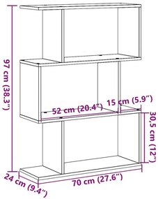 Βιβλιοθήκη/Διαχωριστικό Χώρου 3 Επ. Λευκό 70x24x97 εκ. Επ. Ξύλο - Λευκό