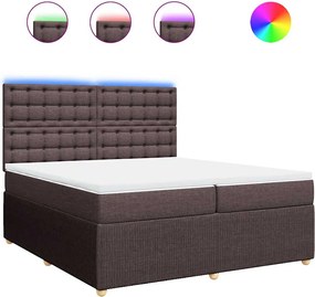 vidaXL Κρεβάτι Boxspring με Στρώμα Σκούρο Καφέ 200x200 εκ. Υφασμάτινο