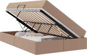 vidaXL Κρεβάτι με αποθηκευτικό χώρο και στρώμα 2 pcs Καπουτσίνο Δέρμα