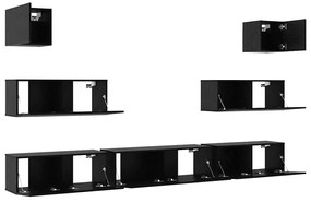 vidaXL Σετ Ντουλάπας Τηλεόρασης 7 pcs Μαύρη δρυς 100 x 30 x 30 cm