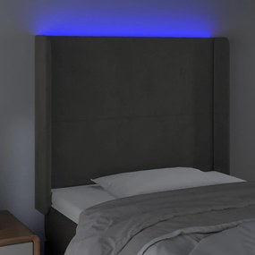 Κεφαλάρι Κρεβατιού LED Σκούρο Γκρι 83x16x118/128εκ. Βελούδινο 3123799