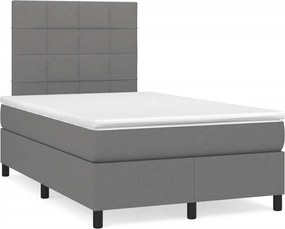 vidaXL Κρεβάτι Boxspring με Στρώμα Σκούρο Γκρι 120x190 εκ Υφασμάτινο