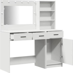 vidaXL Τραπέζι περιποίησης με συρτάρι 2 pcs Λευκό Επεξεργασμένο ξύλο