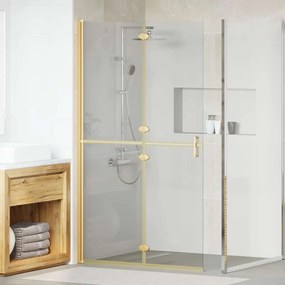 vidaXL Τοίχος ντους Walk-in Χρυσό και διαφανές 110 x 190 cm