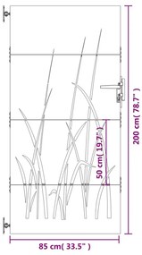 Πύλη Κήπου με Σχέδιο Γρασίδι 85 x 200 εκ. από Ατσάλι Corten - Καφέ