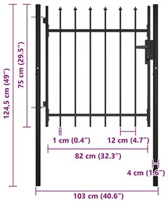 vidaXL Πόρτα Περίφραξης με Λόγχες 100 x 75 εκ.