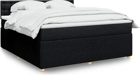 vidaXL Κρεβάτι Boxspring με Στρώμα Μαύρο 180x200 εκ. Υφασμάτινο