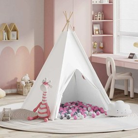 vidaXL Σκηνίτσα Teepee Λευκό 120 x 120 x 150 cm Υφάσμα, Πλαστικό