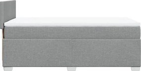 vidaXL Κρεβάτι Boxspring με Στρώμα Ανοιχτό Γκρι 90x200 εκ. Υφασμάτινο