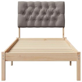 vidaXL Σκελετός Κρεβατιού με Επενδεδυμένο Κεφαλάρι Καφέ 75 x 190 cm