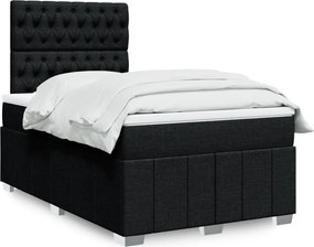 vidaXL Κρεβάτι Boxspring με Στρώμα Μαύρο 120x200 εκ. Υφασμάτινο