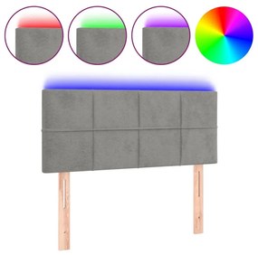 Κεφαλάρι Κρεβατιού LED Ανοιχτό Γκρι 90x5x78/88 εκ. Βελούδινο - Γκρι