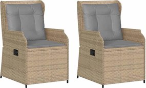 vidaXL Παγκάκι κήπου 2 pcs Μπεζ συνθετικό ρατάν