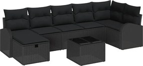 vidaXL Σετ Καναπέ Κήπου με μαξιλάρι 8 pcs Μαύρο Πολυ ράταν