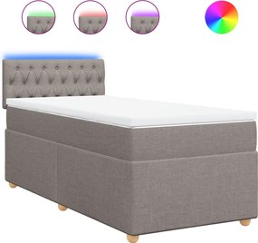 vidaXL Κρεβάτι Boxspring με Στρώμα Taupe 80x200 εκ. Υφασμάτινο