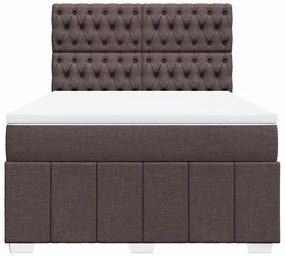 Κρεβάτι Boxspring με Στρώμα Σκούρο Καφέ 160x200 εκ Υφασμάτινο - Καφέ