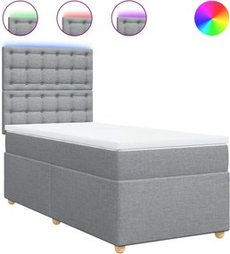 vidaXL Κρεβάτι Boxspring με Στρώμα Ανοιχτό Γκρι 100x200 εκ. Υφασμάτινο