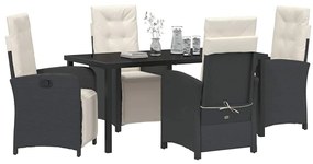 vidaXL Σέτ φαγητού για κήπο 5 pcs Μαύρο συνθετικό ρατάν