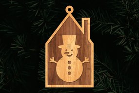 Σετ των 3 Intra απο ξύλο plywood 3mm-4mm πάχος Χριστουγεννιάτικο Στολίδι Κτίριο κομμένο Δίασταση 8x8 cm INTRAFABR-111352721