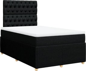vidaXL Κρεβάτι Boxspring με Στρώμα Μαύρο 120x200 εκ. Υφασμάτινο