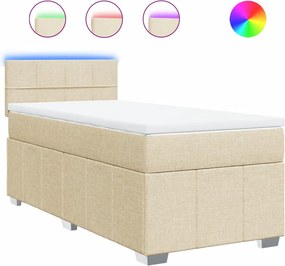 vidaXL Κρεβάτι Boxspring με Στρώμα Κρεμ 100 x 200 εκ. Υφασμάτινο
