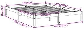 ΠΛΑΙΣΙΟ ΚΡΕΒΑΤΙΟΥ ΜΑΚΡΥ ΧΩΡΙΣ ΣΤΡΩΜΑ 160X220 ΕΚ ΜΑΣΙΦ ΠΕΥΚΟ 852422