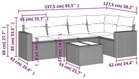 vidaXL Σαλόνι Κήπου Σετ 6 Τεμαχίων Γκρι Συνθετικό Ρατάν με Μαξιλάρια