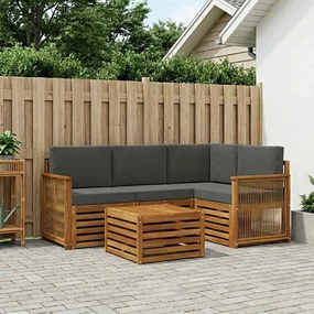 vidaXL Σειρά Καναπέ Εξωτερικού 5 pcs Φυσικό και Ανθρακί