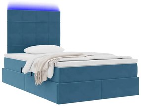 vidaXL Κρεβάτι με αποθηκευτικό χώρο και LED Σκούρο Μπλε 120 x 200 cm