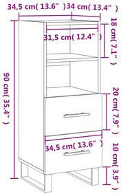 Ντουλάπι Γυαλιστερό Λευκό 34,5x34x90 εκ. Επεξεργασμένο Ξύλο - Λευκό