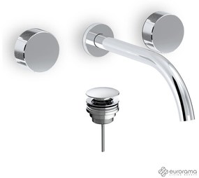 Eurorama Eletta Tecno Chrome Μπαταρία Νιπτήρα Εντοιχισμού και R0338 Chrome Βαλβίδα Clic-Clac 167901-100 R0338-100